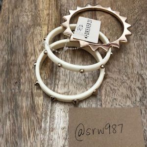 Forever 21 Cream & Gold Spiked Bracelet Bangles Set